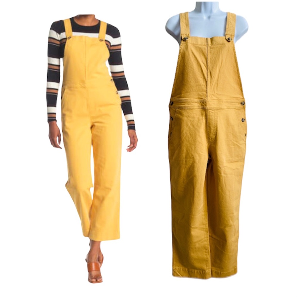 Club Monaco Women's Refined Overalls Straight Leg Pants Golden Ginger Size S NWT